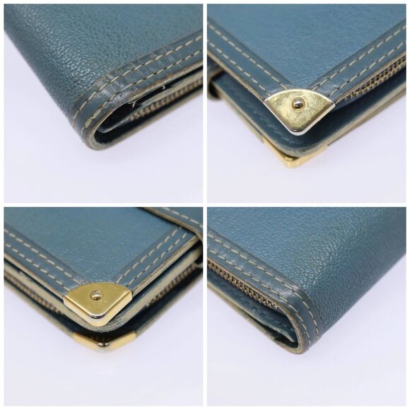LOUIS VUITTON Suhari Compact Zip Wallet Leather Blue - Picture 15 of 15